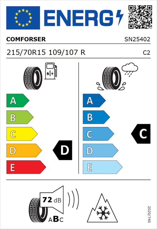 Tyre Label for Comforser CF300 215/70R15 109/107R