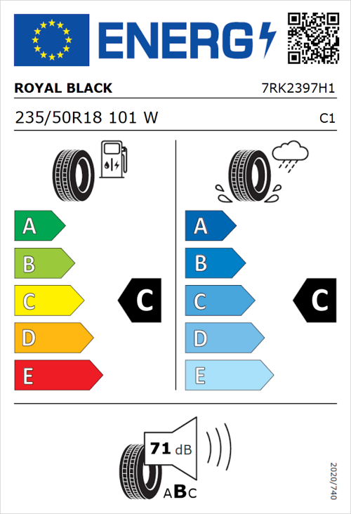 Tyre Label for Royal Black Explorer II 235/50R18 101W